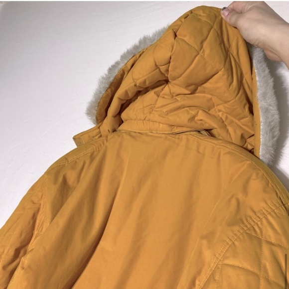 Vintage 90s Elements Mustard Yellow Coat With Removable Hood M - Picture 11 of 16